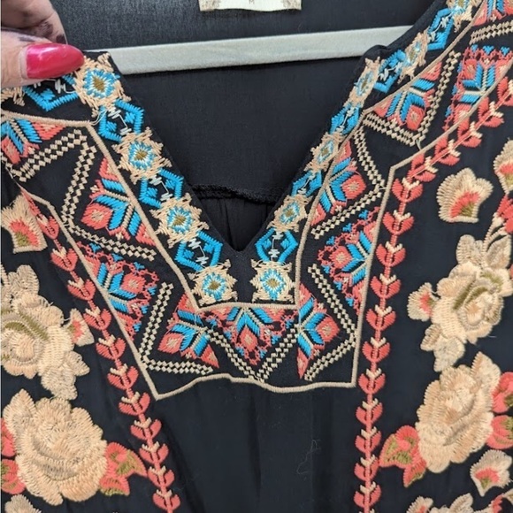 Altar’d State women’s black blouse with embroidered bell‎ sleeves, size medium - Picture 5 of 8